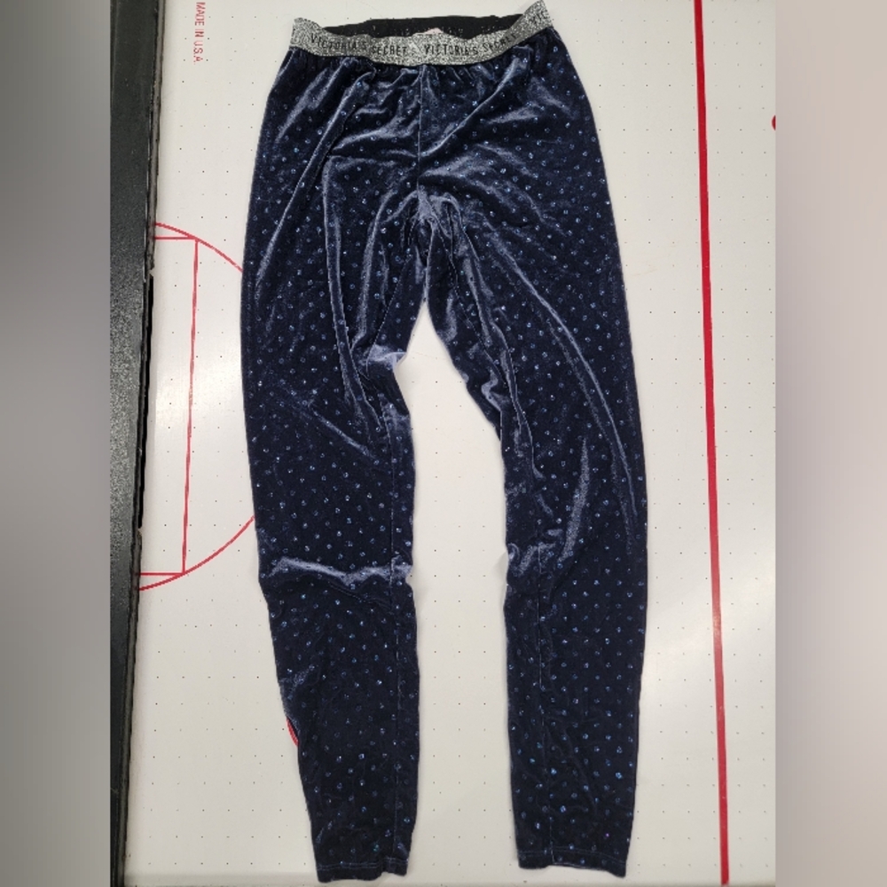 Victorias Secret Velvet Blue Sparkle Polka Dot Pants Size Small Worn Once